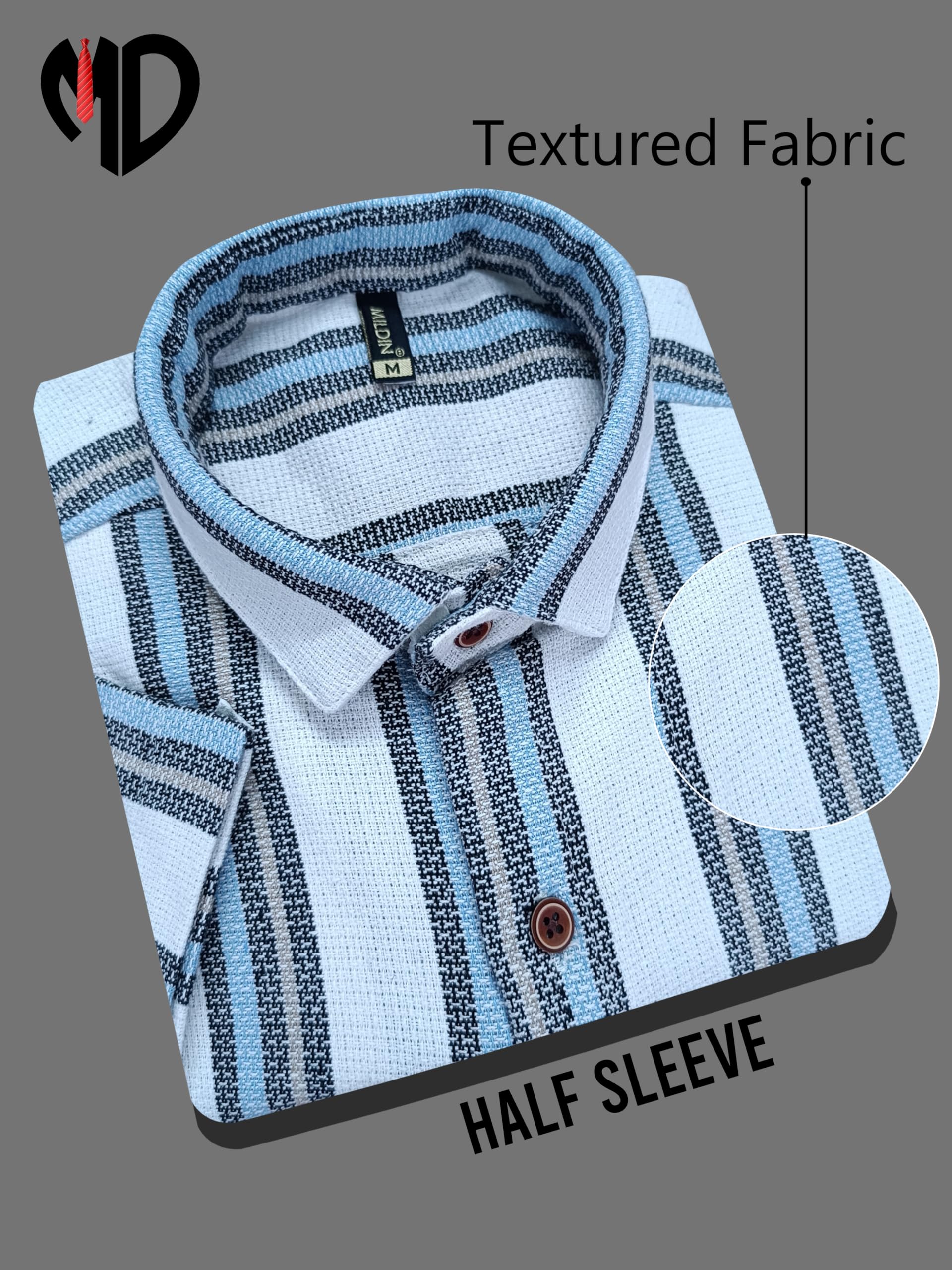 Mildin MenS Black Cotton Striped Casual Shirt - Stylish, Comfortable & Breathable For Everyday Wear, Perfect For Relaxed & Tren
