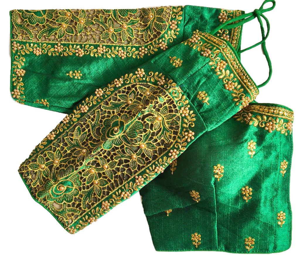 Vihu Fashion WomenS Flower Embroidery Sleeves Cut Work Readymade Saree Blouse