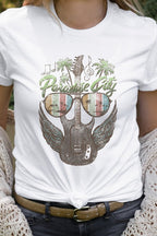 Retro Paradise City Guitar With Wings Graphic Tee T-Shirt