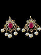 ET25 Hyderabadi real stones with fresh water pearl tops ( READY TO SHIP )