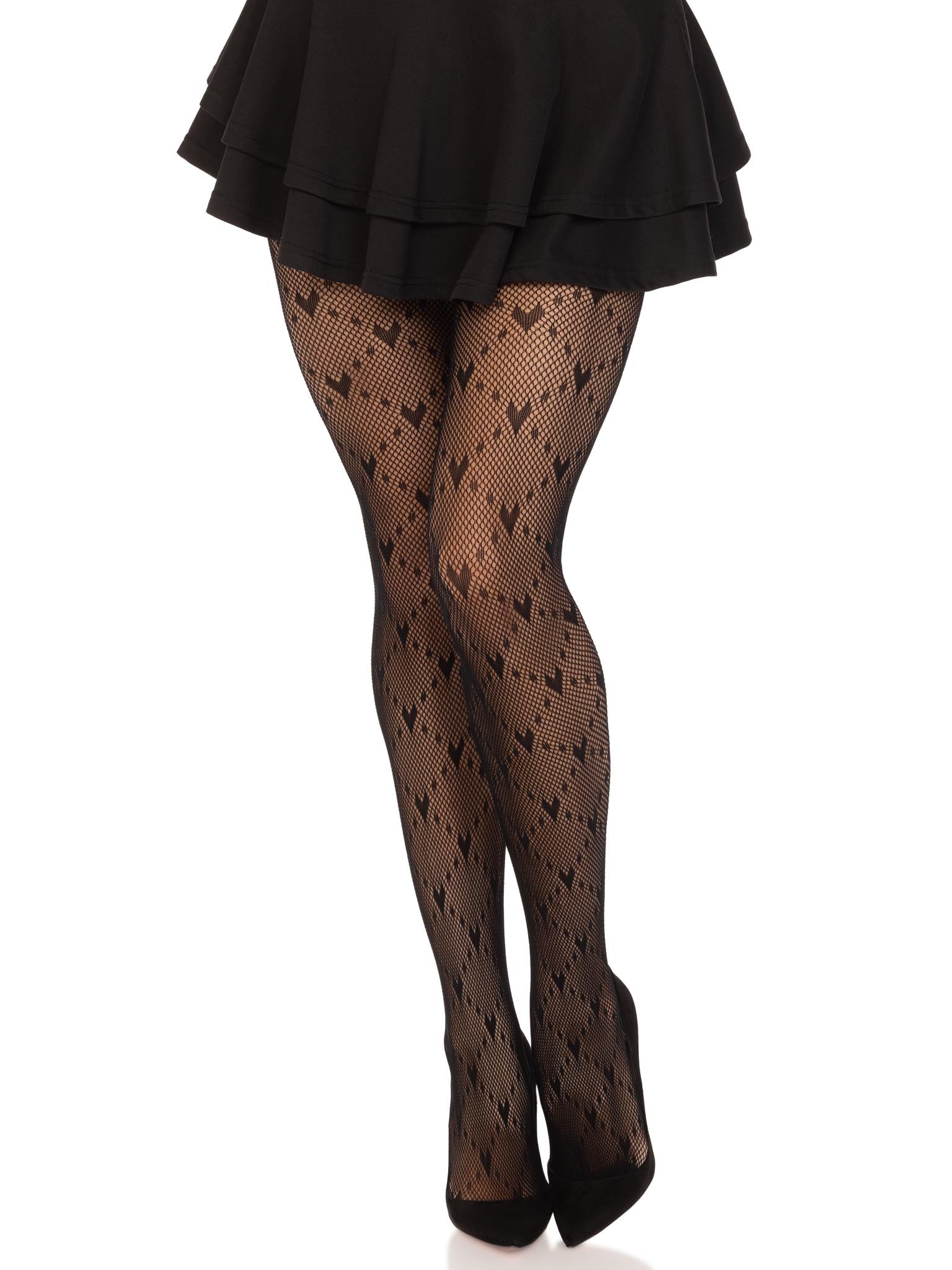 Love struck heart net tights.