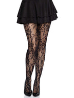 Seamless chantilly floral lace tights.