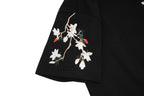 ET513 Flower and Birds Embroidered Tee
