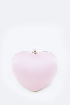 Crystal Flower Statement Satin Heart Shape Clutch