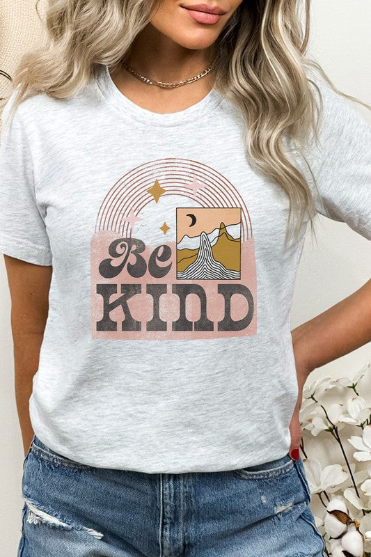 Be Kind Boho Moon Night Desert Scene Graphic Tee T-Shirt