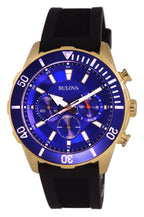 Bulova Sport Chronograph Silicon Blue Dial Quartz 98A244 100M Men's Watch