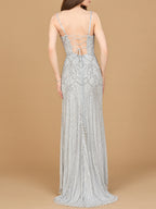 Beaded Lace-up Dress with Slit