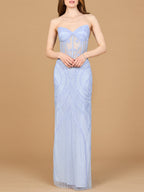 Beaded Corset Dress with Slit