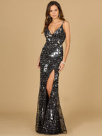 Mirror Beaded Gown With High Slit