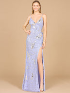 Mirror Beaded Gown With High Slit