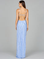Cutout Beaded Gown with Fringes