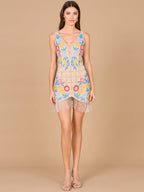 Floral Beaded Cocktail Fringe Dress