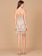 Floral Beaded Cocktail Fringe Dress
