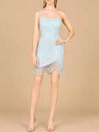 One Shoulder Fringe Short Dress