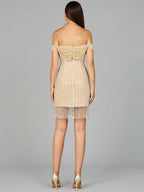 Off Shoulder Fringe Wrap Dress