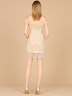 Off Shoulder Fringe Wrap Dress