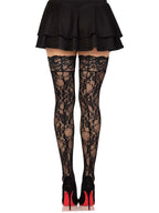 Stay up floral lace thigh highs O/S BLACK