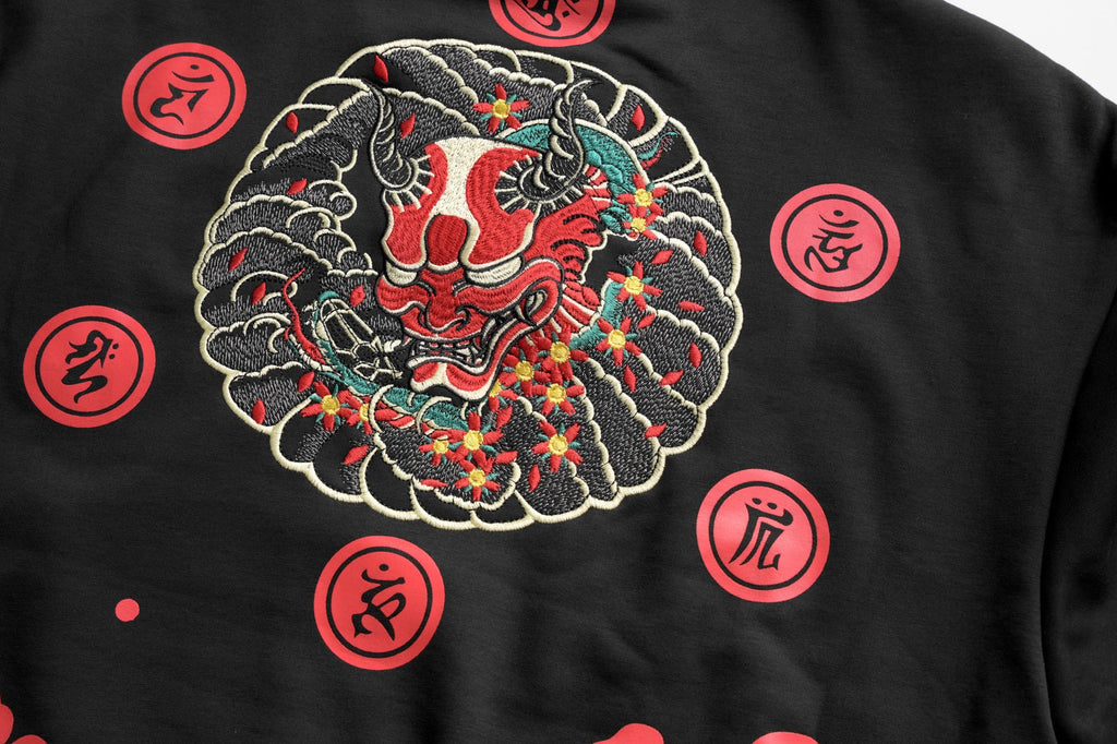 SW9060 Red Oni Embroidered Sweater