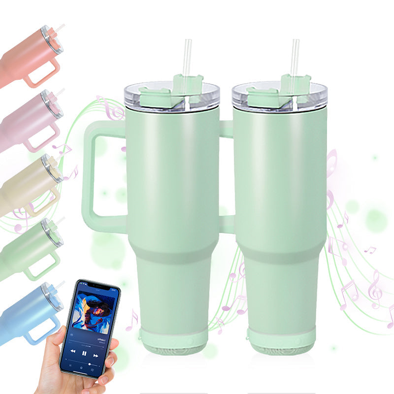 40oz Sublimation Macaroon Bluetooth Speaker Tumblers Stainless With Handle Tumblers