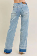 Women's Jeans Jeans - Plus Size Wide Leg - Released Hem Denim