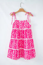 Women's Mini Dress Mini Dress - Floral Tie Shoulder - A-Line Vacation Style