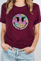 Rainbow Lash Smiley Faces Cheery Graphic Tee T-Shirt