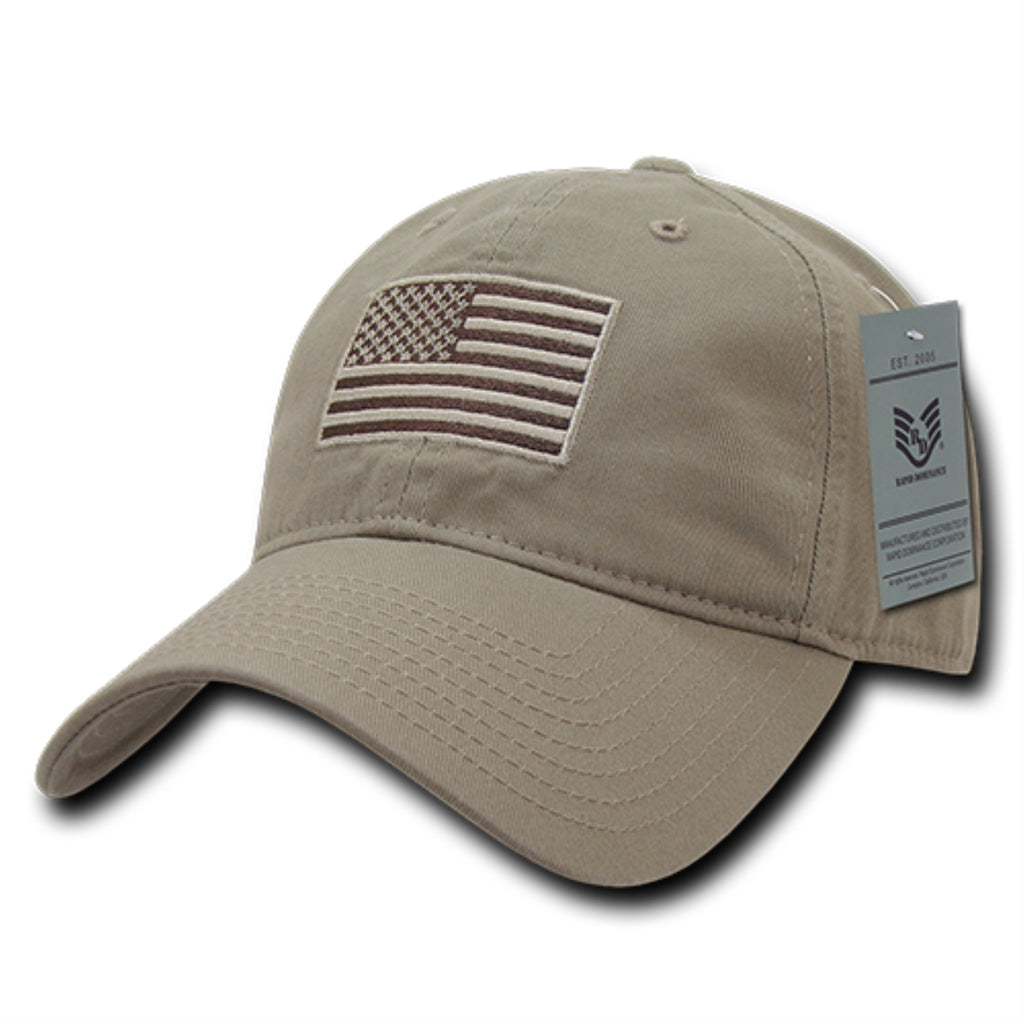 Relaxed Graphic Cap, Tonal Flag, Khaki