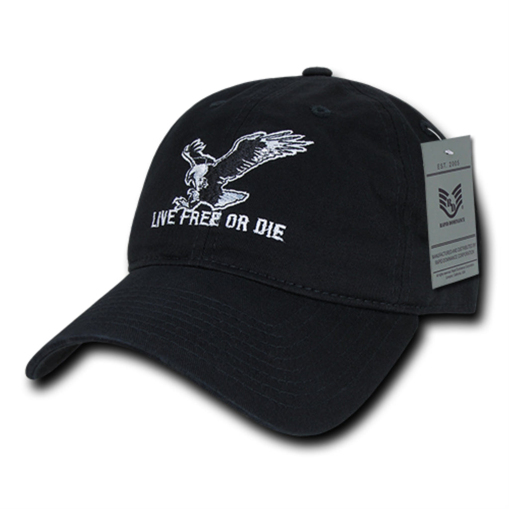 Relaxed Graphic Cap,Live Free or Die,Black