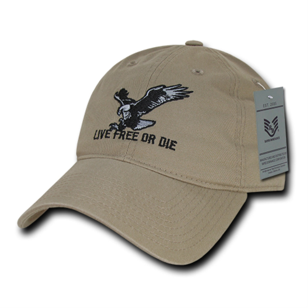 Relaxed Graphic Cap,Live Free or Die,Kha