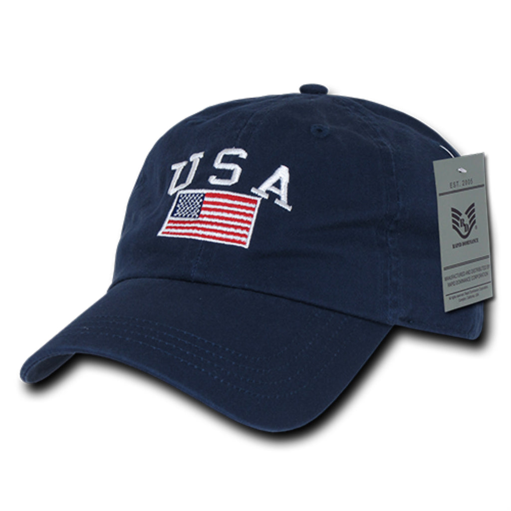 Relaxed Graphic Cap, USA Flag, Navy