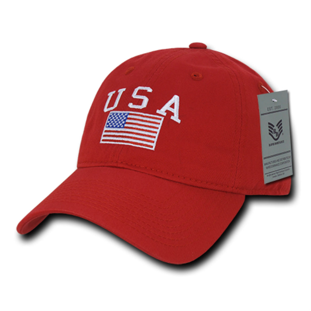 Relaxed Graphic Cap, USA Flag, Red