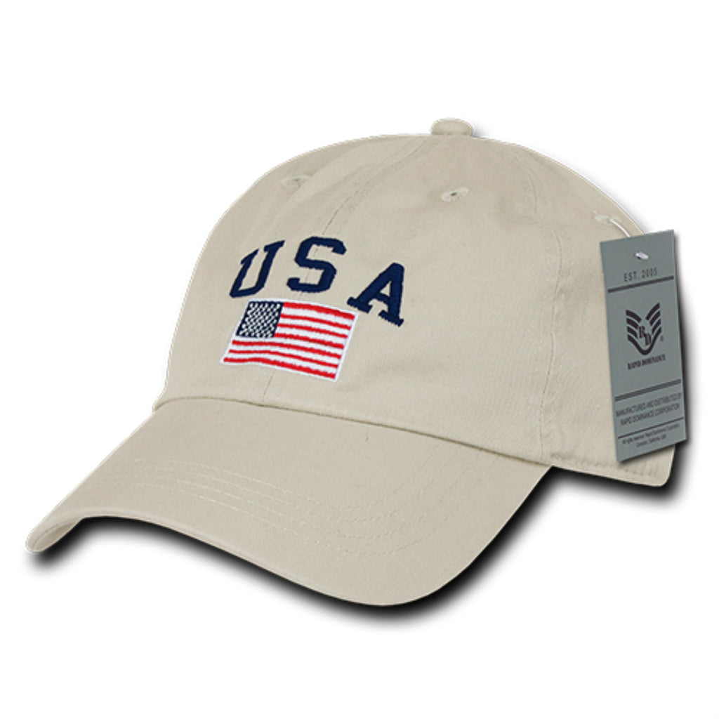 Relaxed Graphic Cap, USA Flag, Stone