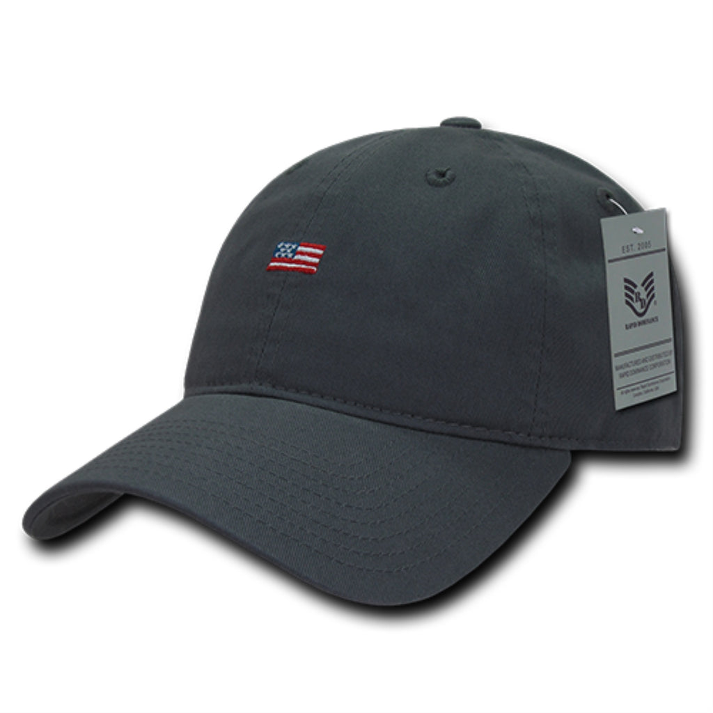 Relaxed Graphic Cap, Small USA Flag, Dark Grey