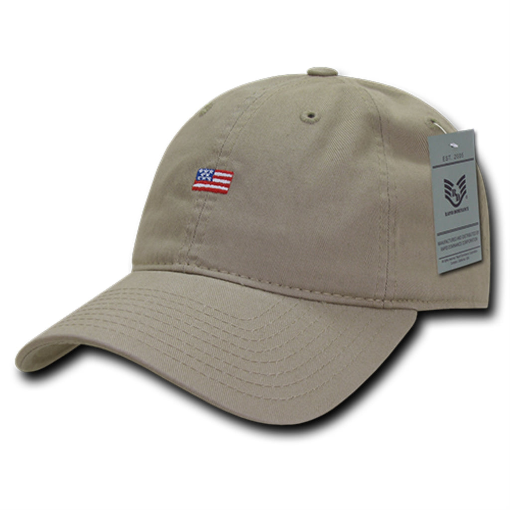 Relaxed Graphic Cap, Small USA Flag, KHA