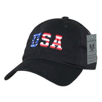 Relaxed Graphic Cap, US Flag Letters,Black
