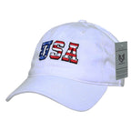 Relaxed Graphic Cap, US Flag Letters,White