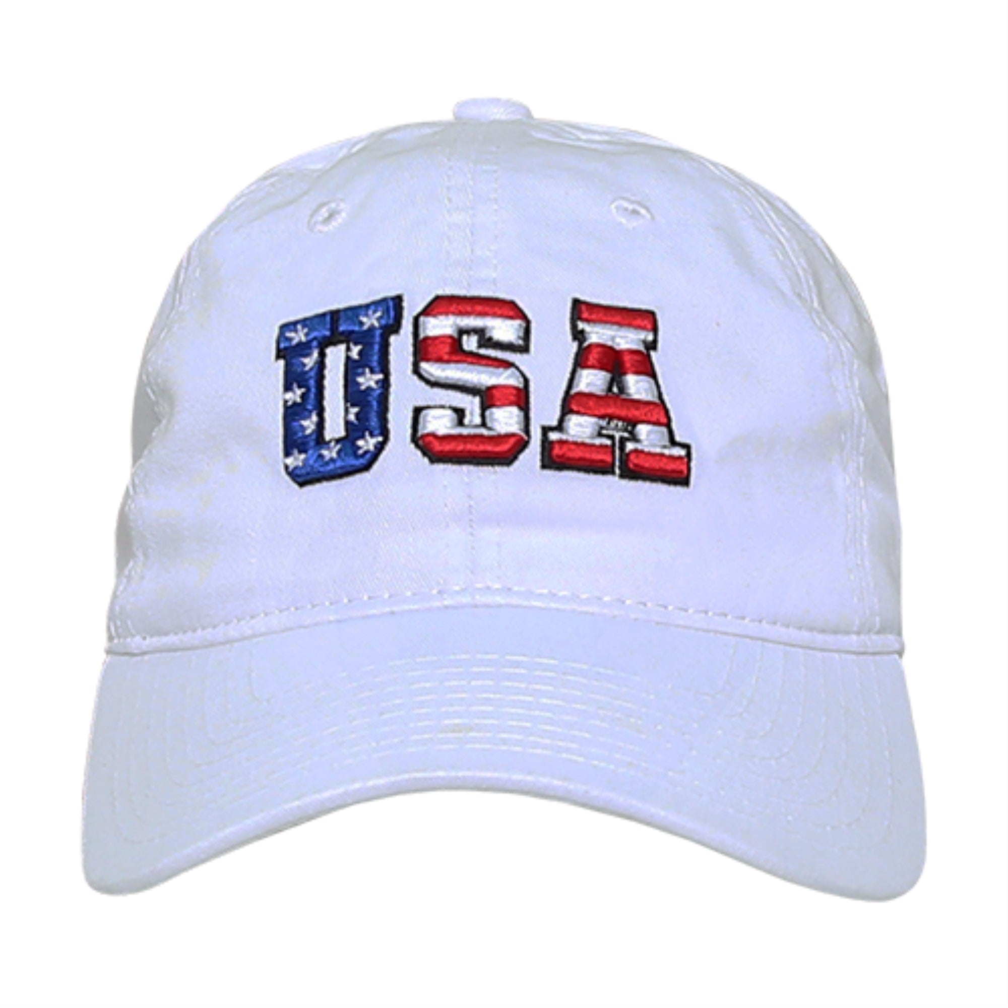 Relaxed Graphic Cap, US Flag Letters,White