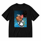 Men Women's Funny Animal Meme Graphic T-Shirt- Menswear Shortsleeve Rock-Inspired Tee, Round Neck, Random Digital Print, Regular Fit, Durable, Machine Washable, All-Season Comfort, Casual Streetwear Unisex Sport Top