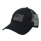 Ripstop Trucker Cap, USA Flag, Black