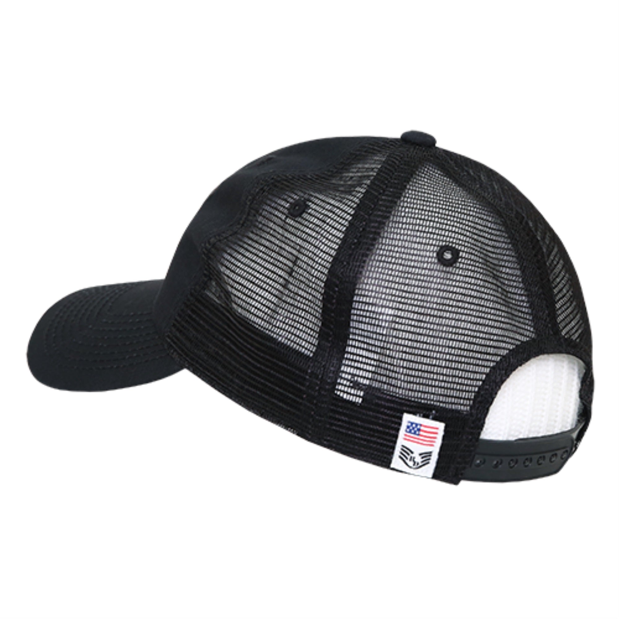 Ripstop Trucker Cap, USA Flag, Black