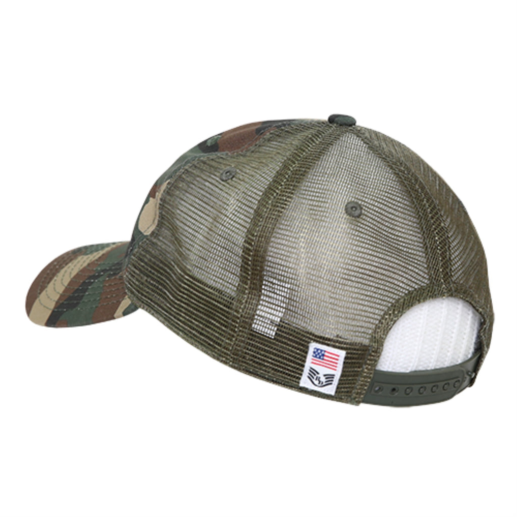 Ripstop Trucker Cap, USA Flag, Woodland
