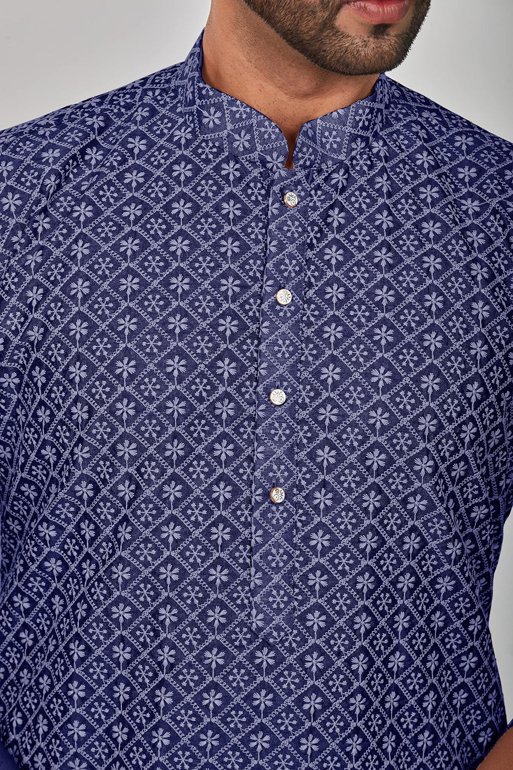 Be Active MenS Embroidered Lucknowi Navy Blue Kurta Set || Men Kurta Pajama || Men Kurta Pajama Set || Kurta Pajama For Men (Rf