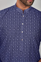 Be Active MenS Embroidered Lucknowi Navy Blue Kurta Set || Men Kurta Pajama || Men Kurta Pajama Set || Kurta Pajama For Men (Rf