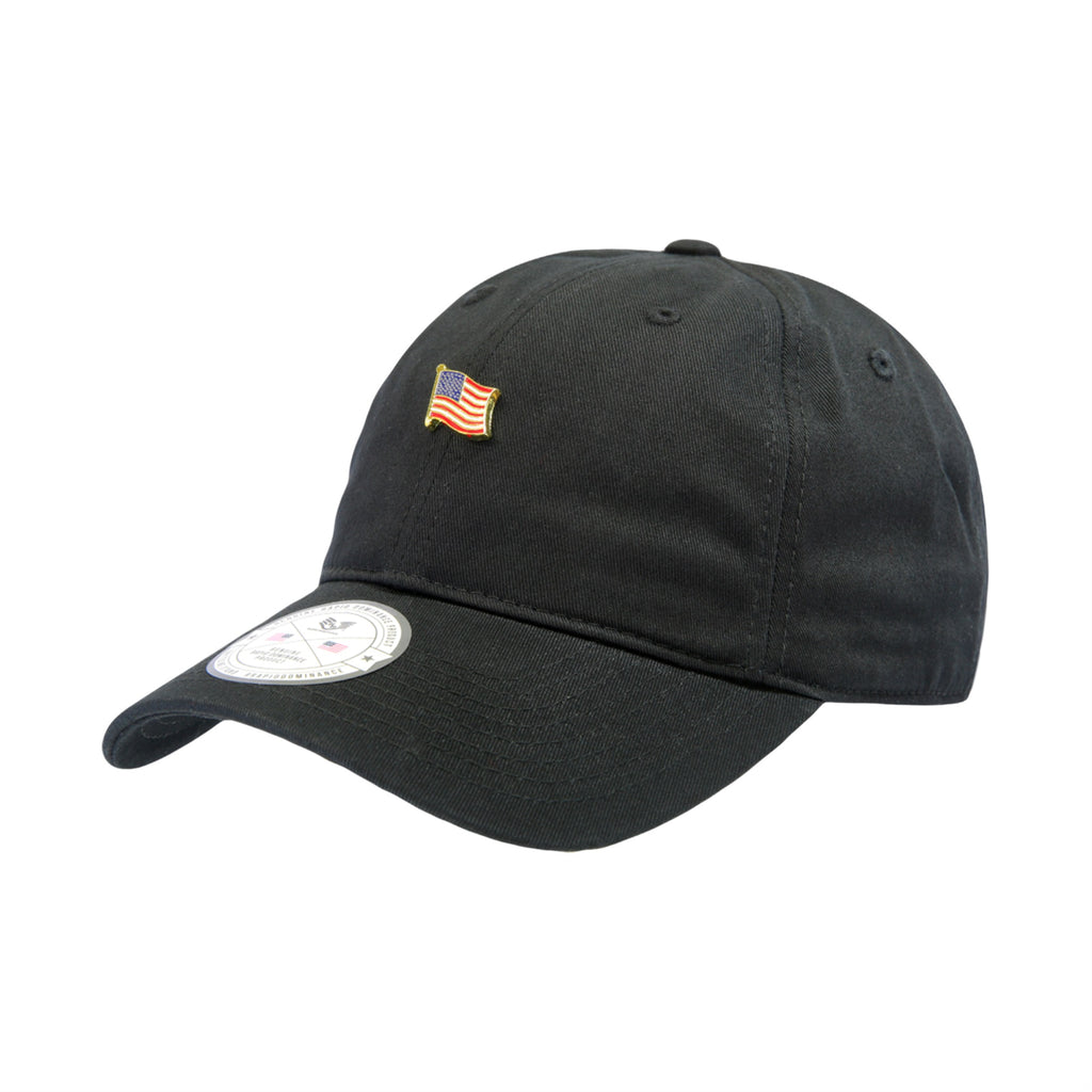 Metal Pin Relaxed Cap, USA, Black
