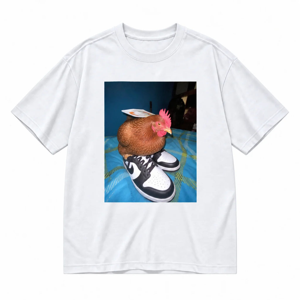 Men Women's Funny Animal Meme Graphic T-Shirt- Menswear Shortsleeve Rock-Inspired Tee, Round Neck, Random Digital Print, Regular Fit, Durable, Machine Washable, All-Season Comfort, Casual Streetwear Unisex Sport Top