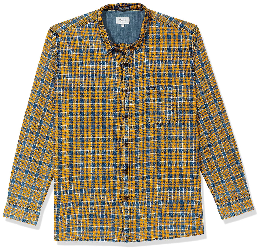 Pepe Jeans MenS Checkered Slim Fit Casual Shirt (Pm306675_Yellow M)