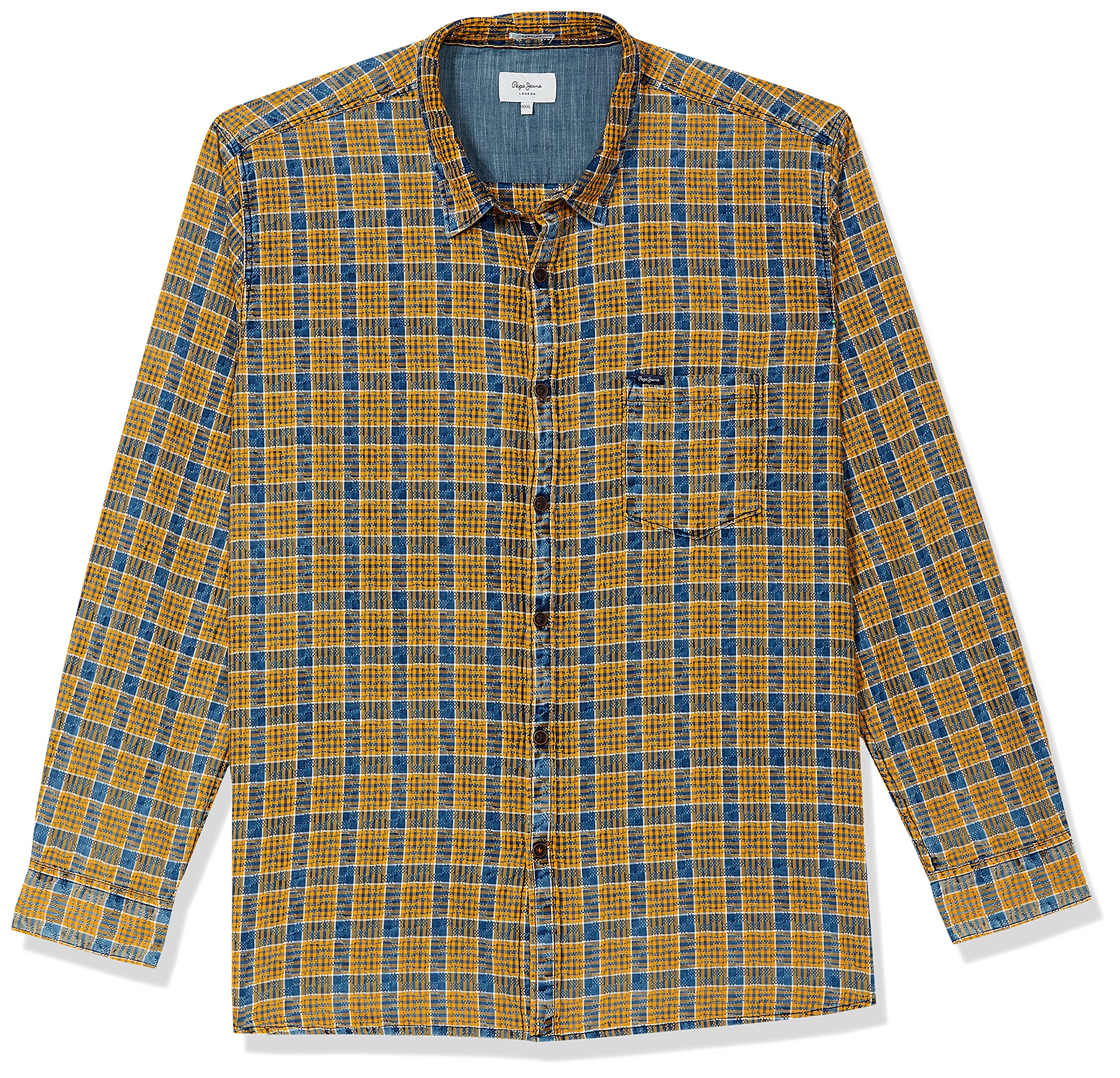 Pepe Jeans MenS Checkered Slim Fit Casual Shirt (Pm306675_Yellow M)