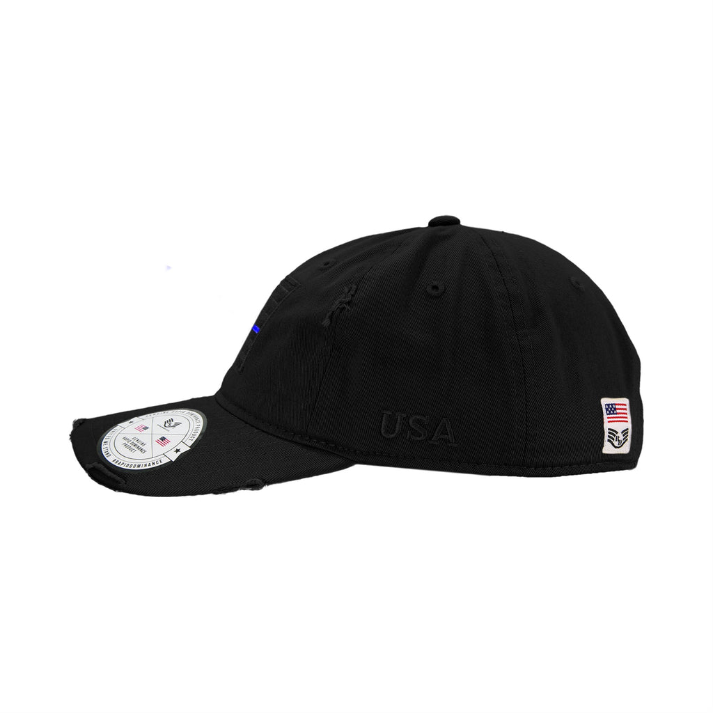 Vintage Thin Blue Line Patch Cap, Black