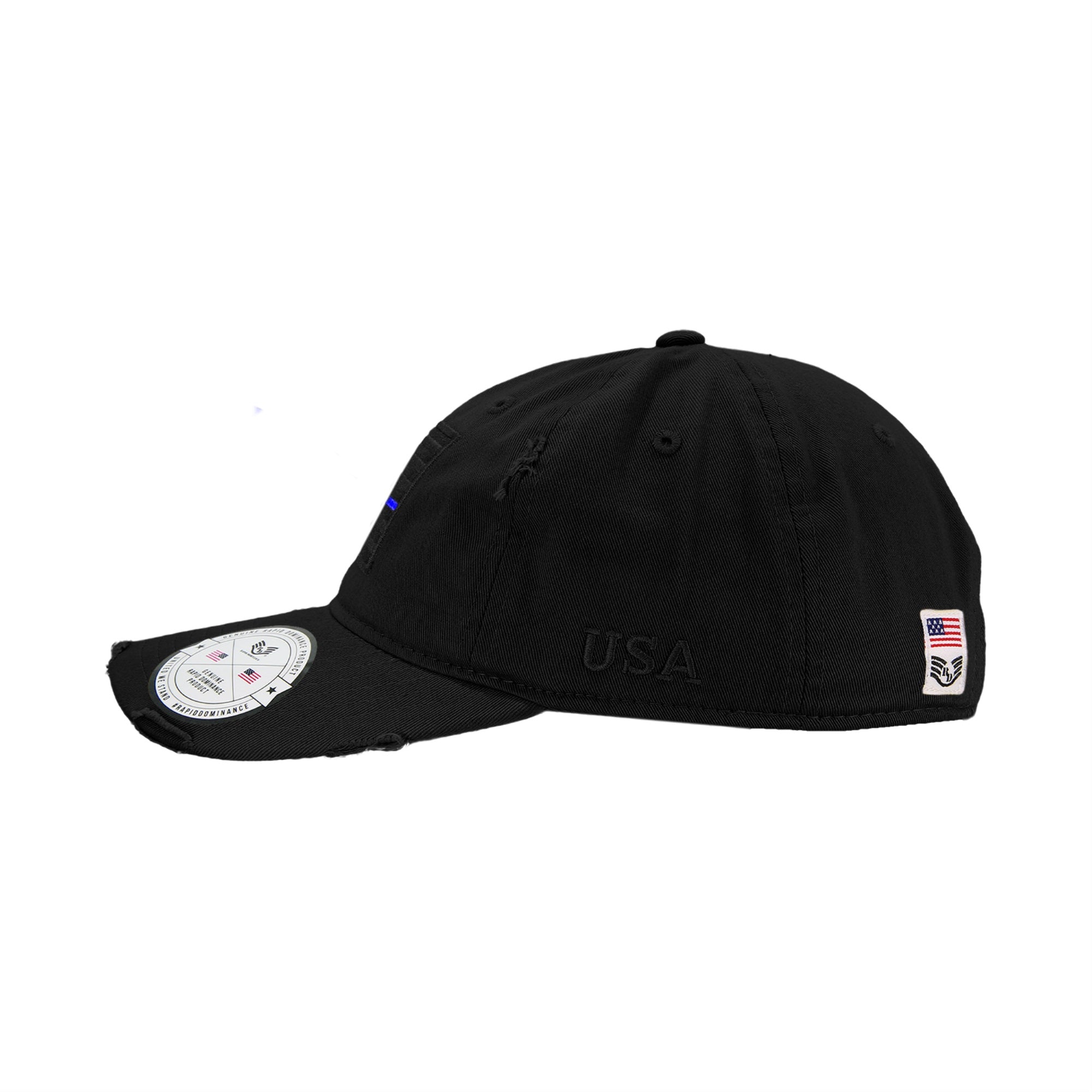 Vintage Thin Blue Line Patch Cap, Black