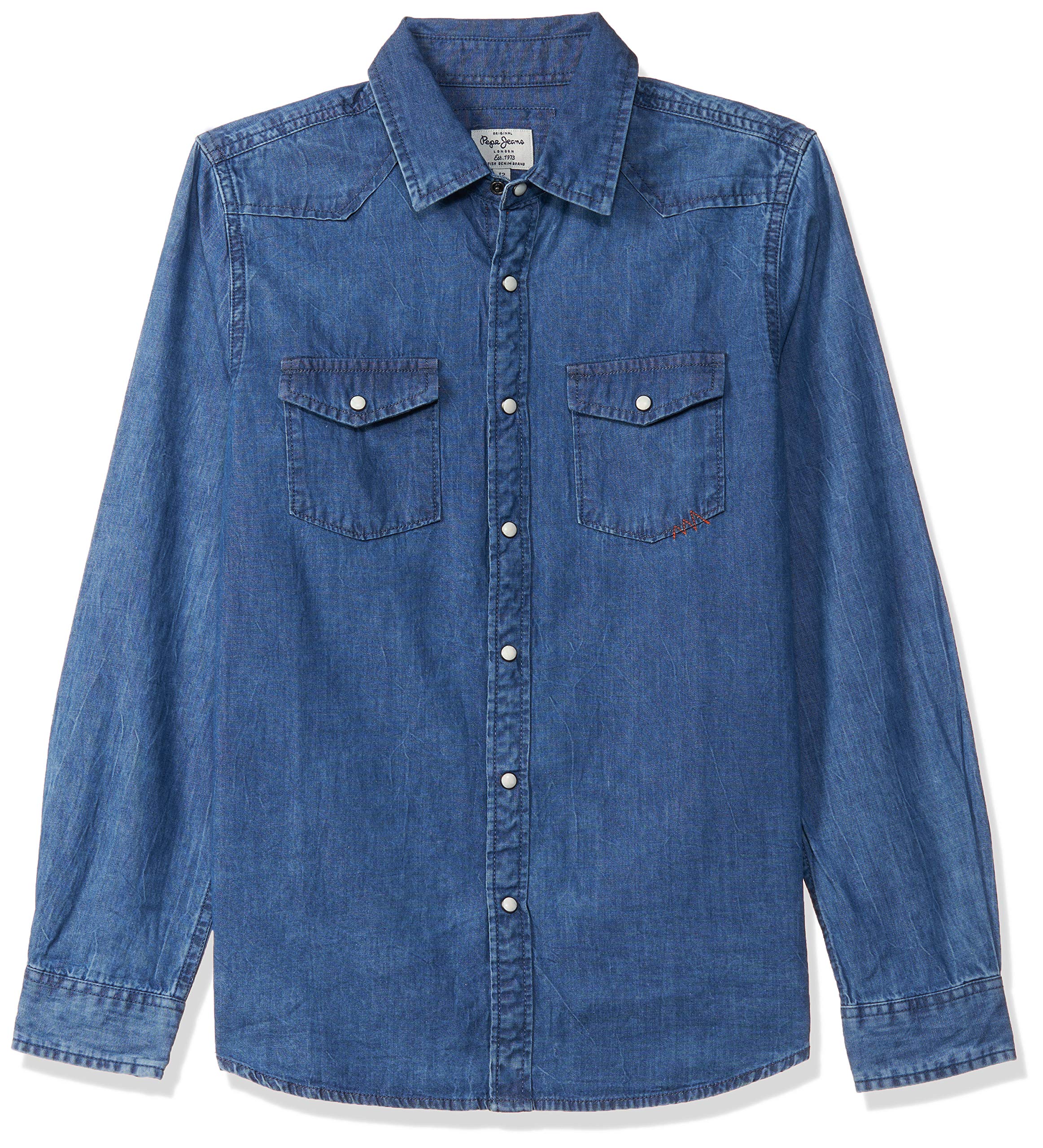 Pepe Jeans Boys Regular Fit Solid Denim Shirts Indigo